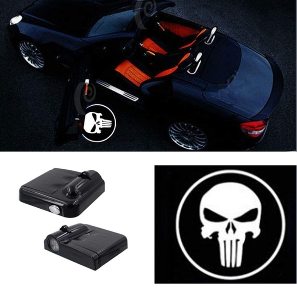 2 wireless Punisher car door ground projector logo Lights - Picture 1 of 2